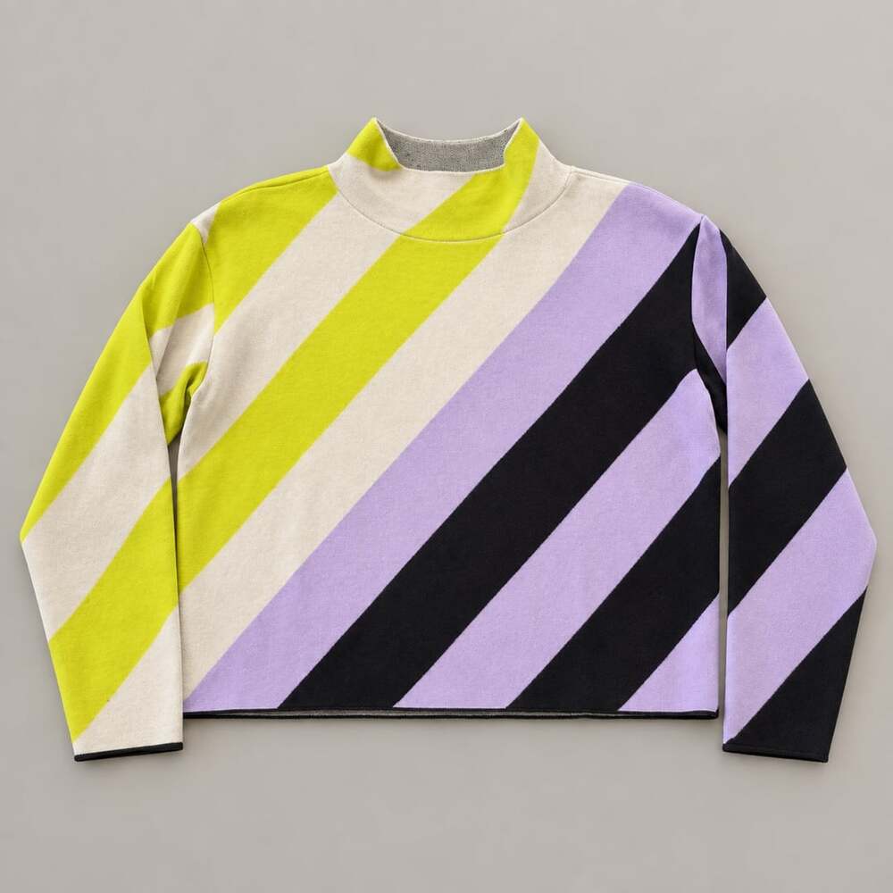 Anthropologie Maeve Striped Color Block Mock Neck Sweater Top (p1)